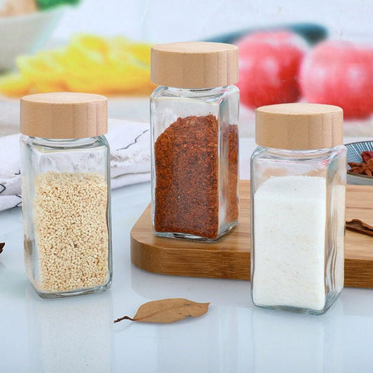 Glass Seasoning Bottle With Wooden Cap